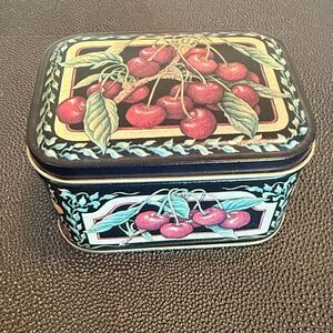Small Vintage inspired Cherry Tin Box